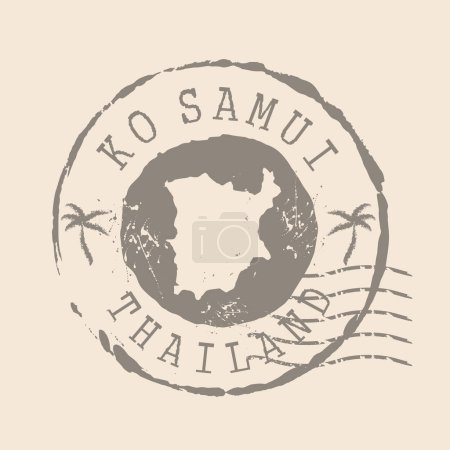 Téléchargez les illustrations : Timbre postal de l'île de Samui. Carte Silhouette caoutchouc Seal. Design Retro Travel. Seal Map Samui Island grunge pour votre design. Thaïlande. PSE10 - en licence libre de droit