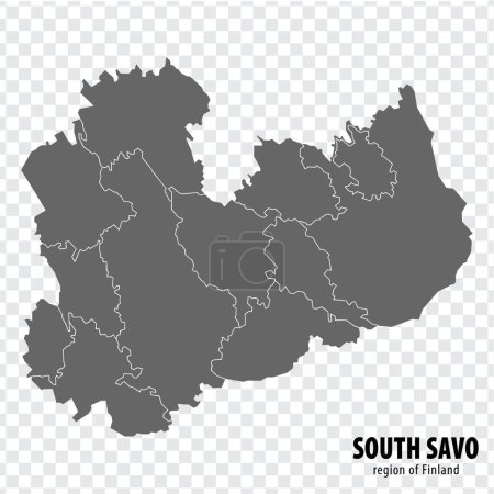 Illustration for Blank map South Savo Region  of  Finland. High quality map South Savo on transparent background for your web site design, logo, app, UI.  Finland.  EPS10. - Royalty Free Image