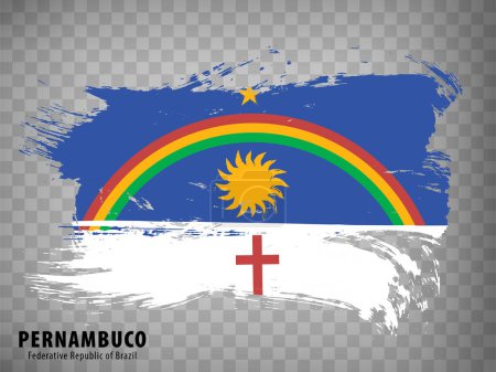Fahne von Pernambuco aus Pinselstrichen. Bundesrepublik Brasilien. Flagge Pernambuco von Brasilien auf transparentem Hintergrund für Ihr Webseiten-Design, App, UI. Brasilien. Aktienvektor. EPS10.