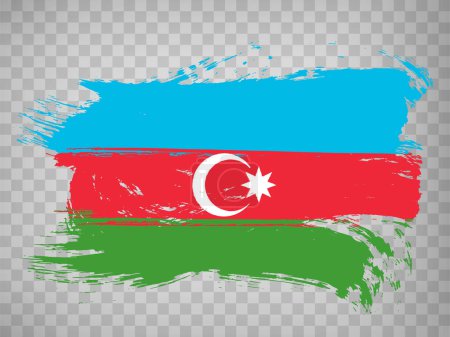 Illustration for Flag of  Azerbaijan brush stroke background.  Waving Flag Azerbaijan on transparent background for your design, app, UI.  Stock vector. EPS10. - Royalty Free Image