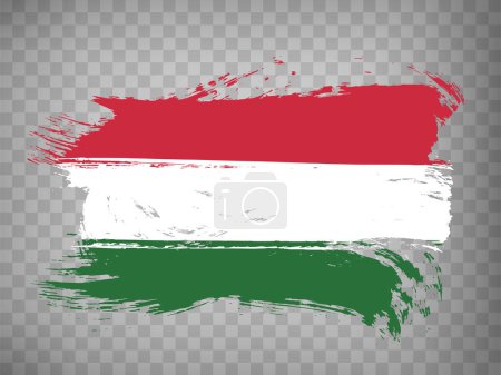 Téléchargez les illustrations : Drapeau de Hongrie coup de pinceau fond. Agitant le drapeau de la Hongrie sur fond transparent pour la conception de votre site Web, app, UI. Vecteur de stock. PSE10. - en licence libre de droit