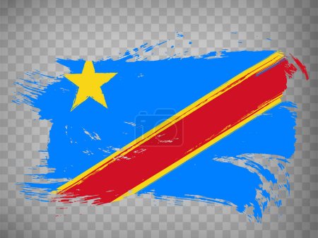 Flag of  Democratic Republic of the Congo brush stroke background.  Waving Flag DR of the Congo on transparent background for your design, app, UI.  Stock vector. EPS10.