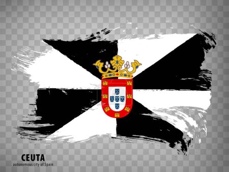 Flag of Ceuta brush strokes. Flag Ceuta  is autonomous city of Spain  with title  on transparent background for your web site design, logo, app, UI. Kingdom of Spain. Stock vector.  EPS10.