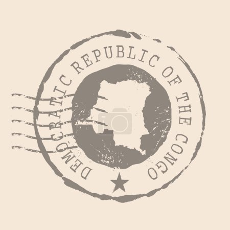 Stamp Postal  Democratic Republic of the Congo. Map Silhouette rubber Seal.  Design Retro Travel. Seal of Map Democratic Republic of the Congo grunge  for your  design, logo, app, UI. EPS10