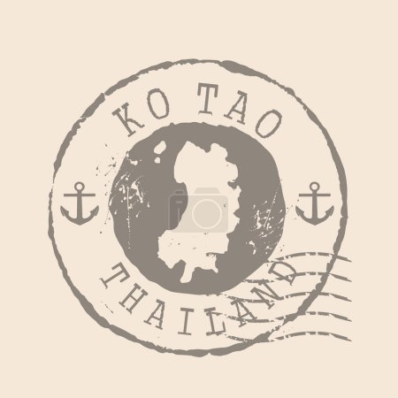 Stamp Postal of Ko Tao. Map Silhouette rubber Seal.  Design Retro Travel. Seal  Map Ko Tao of Thailand grunge  for your design.  EPS10