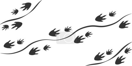 Fußabdrücke von Krokodilen, Spuren eines Reptilien auf weißem Hintergrund. Tierspuren von Krokodilen oder Alligatoren. Pfotenabdruck. Vektorillustration. EPS10.
