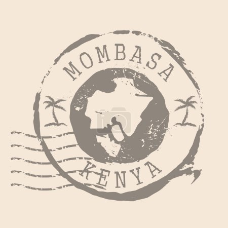 Briefmarke von Mombasa in Kenia. Karte Silhouette Gummidichtung. Design Retro Reisen. Seal Map of Mombasa grunge für Ihre Website-Design, App, UI.Republic of Kenya. EPS10