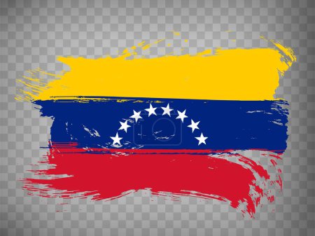 Flag of  Venezuela brush stroke background.  Waving Flag of Venezuela on transparent backrgound for your web site design, app, UI.  Stock vector. EPS10.