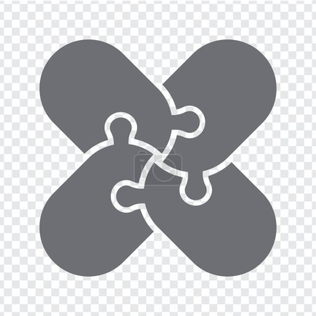 Téléchargez les illustrations : Simple icon puzzle in gray. Simple icon puzzle of the four elements  on transparent background for your web site design, app, UI. EPS10. - en licence libre de droit
