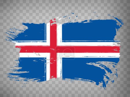 Flag of  Iceland brush stroke background.  Waving Flag of Iceland on transparent backrgound for your web site design, app, UI.  Stock vector. EPS10.