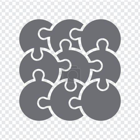 Illustration for Simple icon puzzle in gray. Simple icon puzzle of the nine elements  on transparent background for your web site design, app, UI. EPS10. - Royalty Free Image