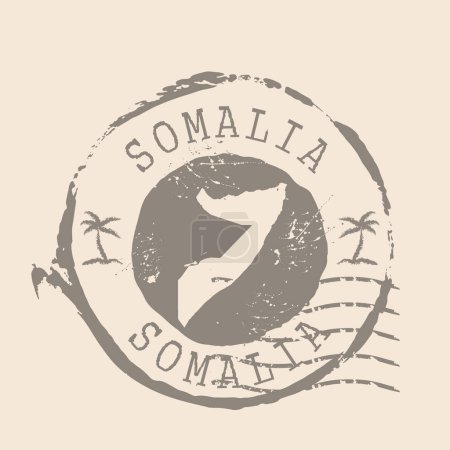 Briefmarken aus Somalia. Karte Silhouette Gummidichtung. Design Retro Reisen. Seal of Map Somalia grunge für Ihre Website-Design, Logo, App, UI. EPS10
