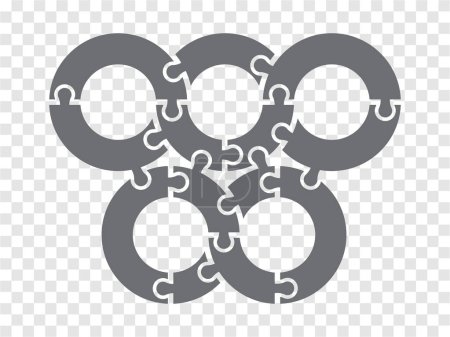 Einfaches Symbolpuzzle in grau. Einfaches Icon-Puzzle der dreizehn Elemente auf transparentem Hintergrund für Ihr Webseiten-Design, App, UI. EPS10.