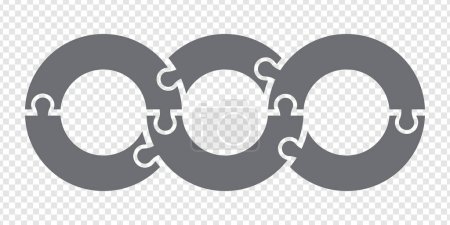 Einfaches Symbolpuzzle in grau. Einfaches Symbol-Puzzle der sechs Elemente auf transparentem Hintergrund für Ihr Webseiten-Design, App, UI. EPS10.
