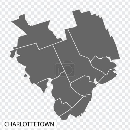Mapa de alta calidad de Charlottetown es una ciudad en Canadá, con fronteras de las regiones. Mapa de Charlottetown para el diseño de su sitio web, aplicación, UI. EPS10.