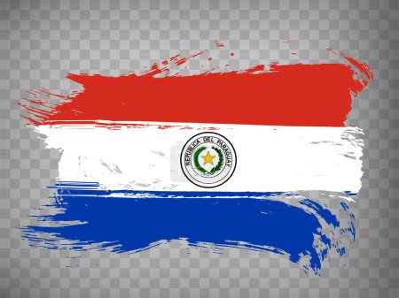 Téléchargez les illustrations : Drapeau Paraguay fond de coup de pinceau. Agitant drapeau de la République du Paraguay sur backrgound transparent pour votre conception de site Web, app, UI. Vecteur de stock. PSE10. - en licence libre de droit