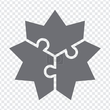 Illustration for Simple icon puzzle in gray. Simple icon polygonal puzzle of the  three elements on transparent background for your web site design, app, UI. EPS10. - Royalty Free Image