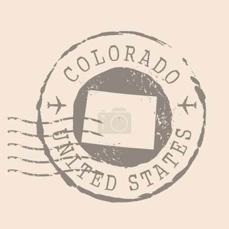 Poststempel von Colorado. Karte Silhouette Gummidichtung. Design Retro Reisen. Seal Map of Colorado grunge für dein Design. Vereinigte Staaten. EPS10
