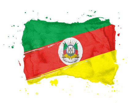 Flag of Rio Grande do Sul,  brush stroke background.  Flag State Rio Grande do Sul of Brazil on white background. Watercolor style for your design, app, UI.  EPS10.