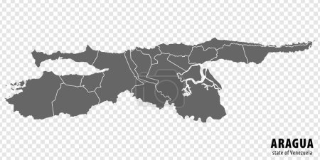 Mapa en blanco Sucre Estado de Venezuela. Mapa de alta calidad Sucre State con municipios sobre fondo transparente para su diseño. República Bolivariana de Venezuela. EPS10.