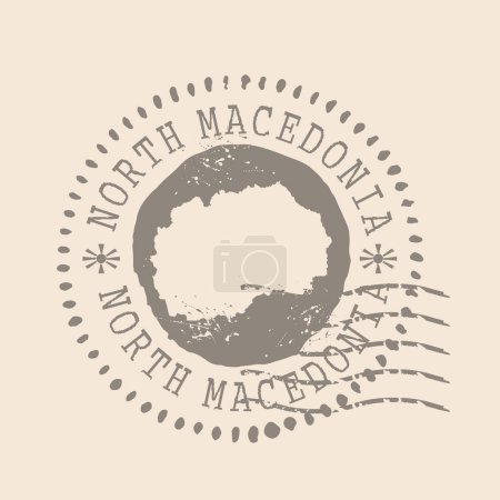 Timbre postal Macédoine du Nord. Carte Silhouette caoutchouc Seal. Design Retro Travel. Sceau de carte Macédoine du Nord grunge pour la conception de votre site Web, logo, app, UI. PSE10
