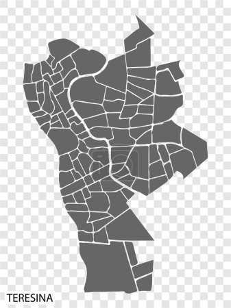 Hochwertige Karte von Teresina ist eine Stadt Brasilien, mit Grenzen der Bezirke. Karte von Teresina für Ihre Website-Design, App, UI. EPS10.