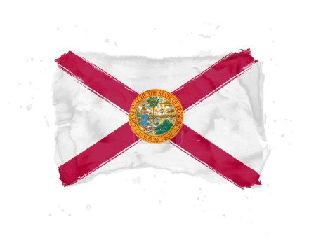 Flag of  Florida from brush strokes. United States of America. Watercolor style for your design. Flag State Florida on white background for your web site design, app, UI. EPS10.