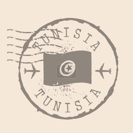 Timbre postal de Tunisie. Carte Silhouette caoutchouc Seal. Design Retro Travel. Seal of Flag Tunisie grunge pour votre design. PSE10
