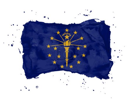 Flag of  Indiana from brush strokes. United States of America. Watercolor style for your design. Flag State Indiana on white background for your web site design, app, UI. EPS10.