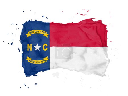 Illustration for Flag of  North Carolina from brush strokes. United States of America. Watercolor style for your design. Flag State North Carolina on white background for your web site design, app, UI. EPS10. - Royalty Free Image