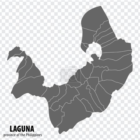 Ilustración de Mapa en blanco Laguna de Filipinas. Mapa de alta calidad Provincia de Laguna con distritos en fondo transparente para el diseño de su sitio web, logotipo, aplicación, interfaz de usuario. República de Filipinas. EPS10. - Imagen libre de derechos