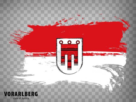 Flag of Vorarlberg brush strokes. Waving flag of  Vorarlberg on transparent background for your web site design, app, UI. Austria. EPS10.