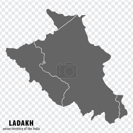 Téléchargez les illustrations : Carte vierge Ladakh de l'Inde. Carte de haute qualité du Ladakh avec fond transparent districtson pour la conception de votre site Web, logo, application, interface utilisateur. Territoire de l'Union du Ladakh en Inde. PSE10. - en licence libre de droit