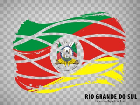 Flag of Rio Grande do Sul from brush strokes. Waving Flag Rio Grande do Sul of Brazil on transparent background for your web site design, app, UI. Brazil.  EPS10.