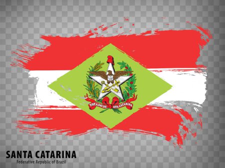 Illustration for Flag of Santa Catarina from brush strokes. Federal Republic of Brazil. Waving Flag Santa Catarina of Brazil on transparent background for your web site design, app, UI. Brazil. EPS10. - Royalty Free Image