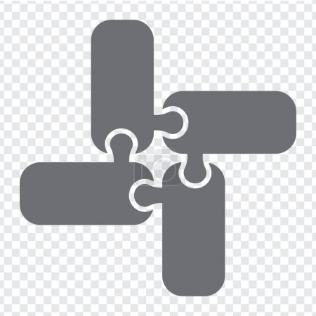 Illustration for Simple icon puzzle in gray. Simple icon puzzle of the four elements  on transparent background for your web site design, app, UI. EPS10. - Royalty Free Image