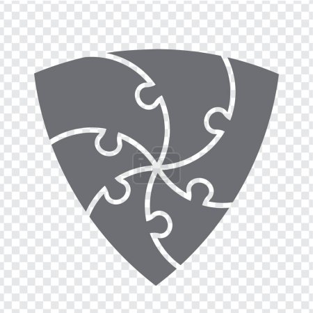 Einfaches Symbol-Dreieck-Puzzle in grau. Einfaches Symbol Reuleaux Dreieck Puzzle der sechs Elemente auf transparentem Hintergrund für Ihre Website-Design, App, Benutzeroberfläche. EPS10.