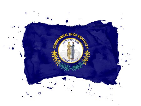 Flag of  Kentucky from brush strokes. United States of America. Watercolor style for your design. Flag State Kentucky on white background for your web site design, app, UI. EPS10.
