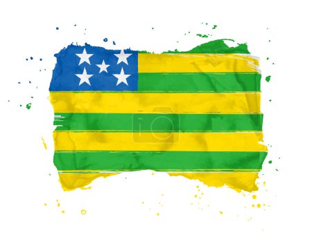 Flagge von Goias, Pinselstrich Hintergrund. Flagge State Goias von Brasilien auf weißem Hintergrund. Aquarell-Stil für Ihr Design, Ihre App, Ihre Benutzeroberfläche. EPS10.