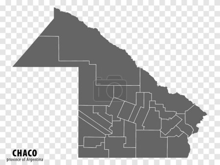 Leere Landkarte Chaco Provinz von Argentinien. Hochwertige Karte Provinz Chaco mit Bezirken auf transparentem Hintergrund für Ihr Websitedesign, Logo, App, UI. Argentinische Republik. EPS10.