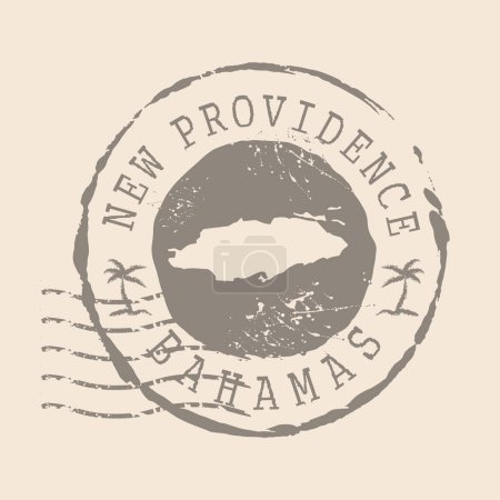 Illustration for Stamp Postal of New Providence. Map Silhouette rubber Seal.  Design Retro Travel. Seal of Map  New Providence island grunge  for your design. The Bahamas. EPS10 - Royalty Free Image