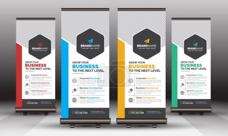 Photo for Modern Professional Corporate Business Roll Up Banner, Signage Design with Red, Blue, Yellow, Green Color Accent - Royalty Free Image