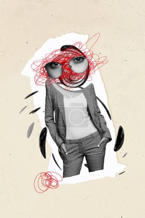 3d retro creativo artwork plantilla collage de la salud mental femenina depresión psiquiatra médico tratamiento vallas publicitarias cómics zine mínimo.