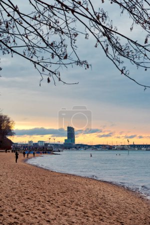Photo for Panorama of the center of Gdynia, view from the beach - Royalty Free Image