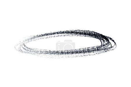 Black round scribble drawn with crayon on white background. Design element. Clipping path.
