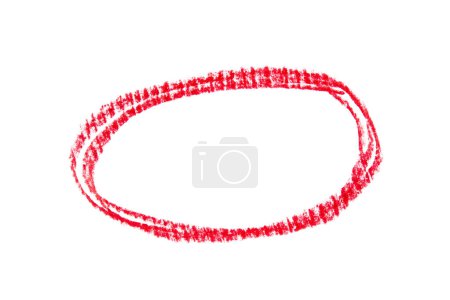 Red round scribble drawn with crayon on white background. Design element. Clipping path.