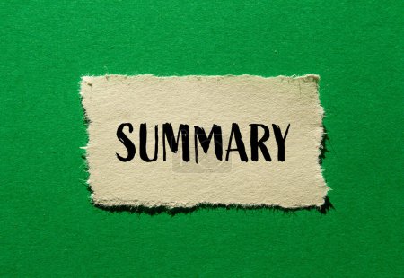 Photo for Summary word written on ripped paper with green background. Conceptual summary word symbol. Copy space. - Royalty Free Image