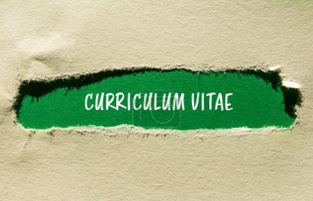 Curriculum vitae mots écrits sur papier déchiré avec fond de couleur. curriculum vitae conceptuel symbole CV. Espace de copie.