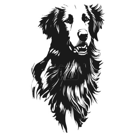 Illustration for Retriever clip art hand drawn vector black and whit - Royalty Free Image