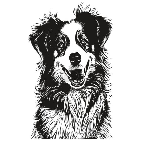 Téléchargez les illustrations : Australian Shepherd dog hand drawn vector line art drawing black and white logo pets illustratio - en licence libre de droit